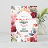 Berry Sweet Baby Girl Strawberry Baby Dusche Einladung (Stehend Vorderseite)