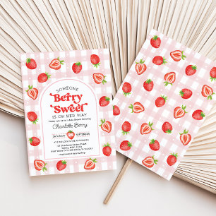 Berry Sweet Baby Girl Strawberry Baby Dusche Einladung