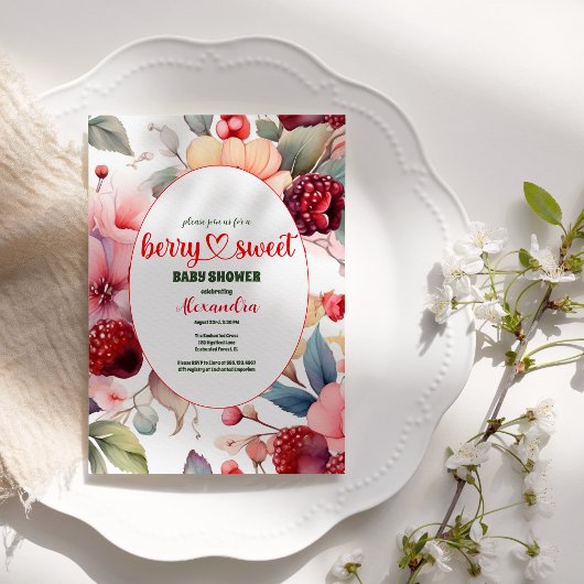 Berry Sweet Baby Girl Strawberry Baby Dusche Einladung
