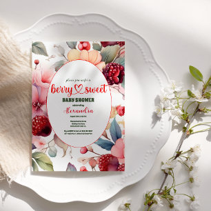 Berry Sweet Baby Girl Strawberry Baby Dusche Einladung