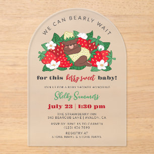 Berry Sweet Baby Neutral Strawberry Baby Shower Acryleinladungen