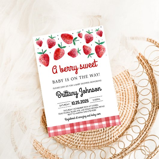Berry Sweet Baby on Way Girl Baby Shower Einladung