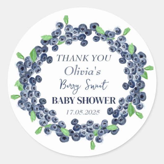 Berry Sweet Baby Shower Blueberry Baby Boy Runder Aufkleber (Vorderseite)