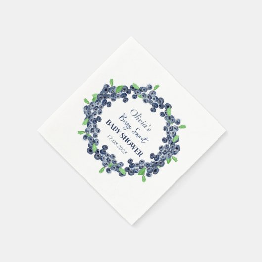 Berry Sweet Baby Shower Blueberry Baby Boy Serviette (Ecke)