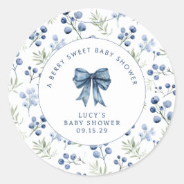 Berry Sweet Baby Shower Blueberry Bow  Classic Rou Runder Aufkleber