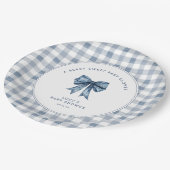 Berry Sweet Baby Shower Blueberry Bow Pappteller (Schrägansicht)
