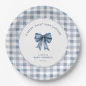 Berry Sweet Baby Shower Blueberry Bow Pappteller (Vorderseite)