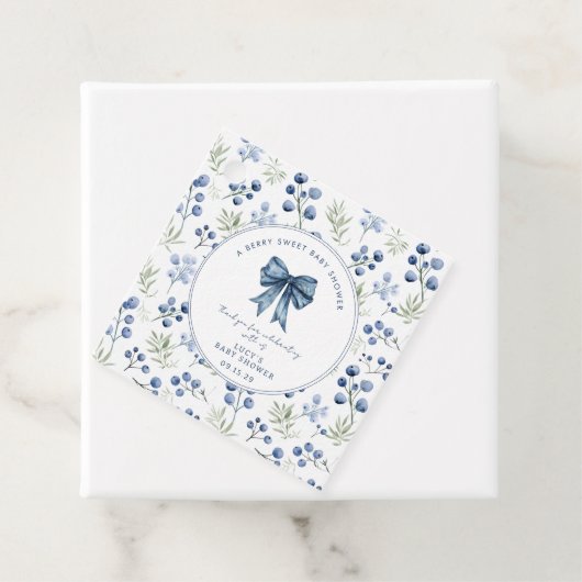 Berry Sweet Baby Shower Blueberry Bow Square Geschenkanhänger (Beispiel)