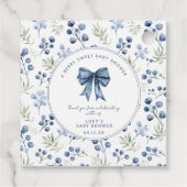 Berry Sweet Baby Shower Blueberry Bow Square Geschenkanhänger (Rückseite)