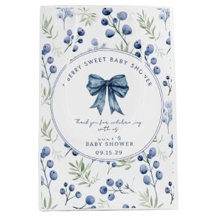 Berry Sweet Baby Shower Blueberry Bow Square Mittlere Geschenktüte