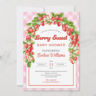 Berry Sweet Baby Shower Boho Pinke Erdbeere Einladung