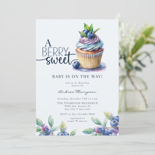 Berry Sweet Baby Shower Einladung (Stehend Vorderseite)