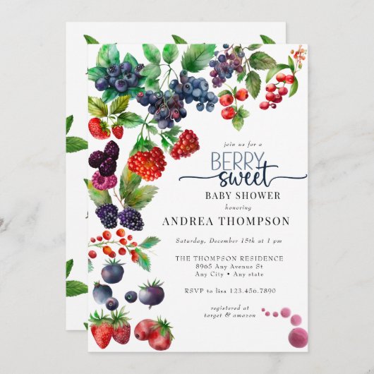 Berry Sweet Baby Shower Einladung (Vorne/Hinten)