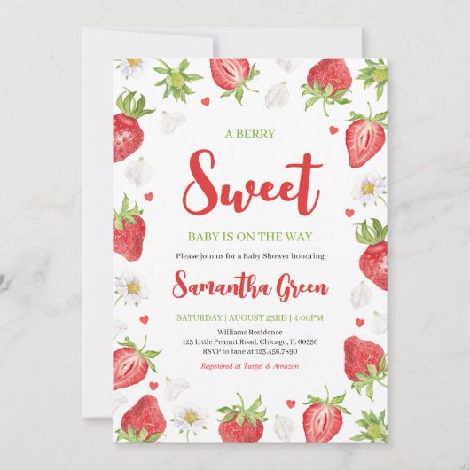 Berry Sweet Baby Shower Einladung (Vorderseite)