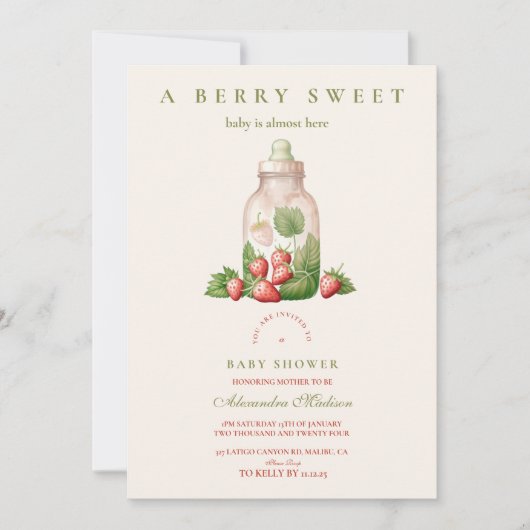 Berry Sweet Baby Shower Einladung (Vorderseite)