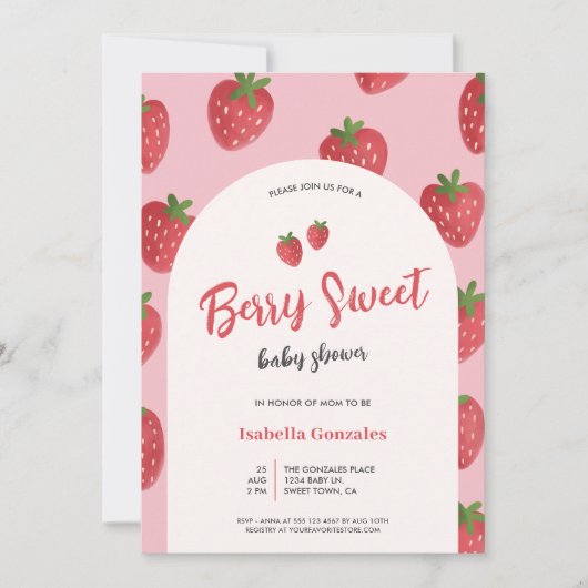 Berry Sweet Baby Shower Einladung (Vorderseite)
