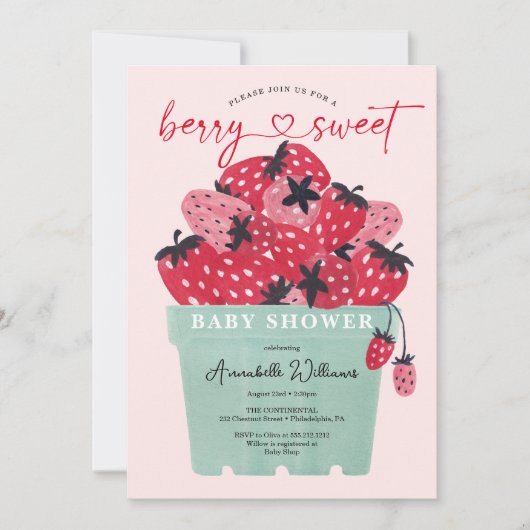Berry Sweet Baby Shower Einladung Strawberry (Vorderseite)