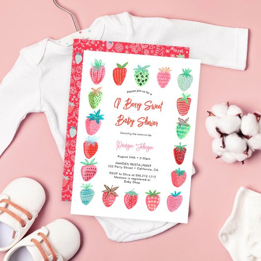 Berry Sweet Baby Shower Einladung Strawberry