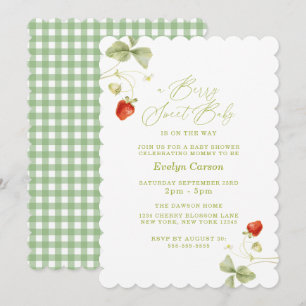 Berry Sweet Baby Shower Gingham Cottagecore auf De Einladung