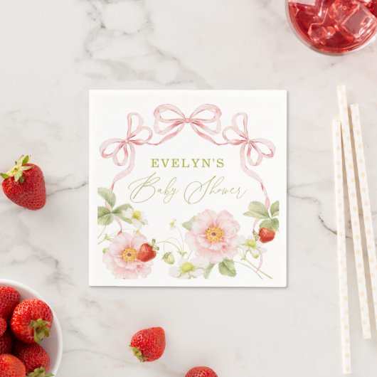 Berry Sweet Baby Shower Gingham Geschenkanhänger Serviette (Beispiel)