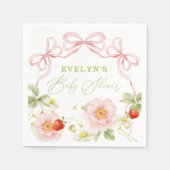Berry Sweet Baby Shower Gingham Geschenkanhänger Serviette (Vorderseite)