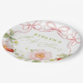 Berry Sweet Baby Shower Gingham Pappteller (Schrägansicht)