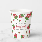 Berry Sweet Baby Shower Niedlich Strawberry Custom Pappbecher (Rückseite)