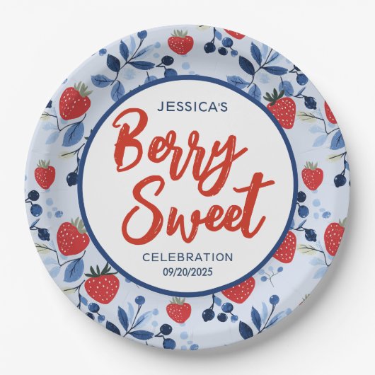 Berry Sweet Baby Shower Paper Plate Pappteller (Vorderseite)