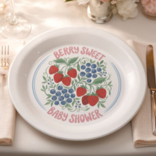 Berry Sweet Baby Shower Papierplatten   Erdbeere  Pappteller