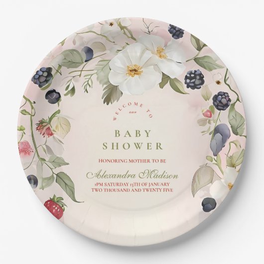 Berry Sweet Baby Shower Pappteller (Vorderseite)