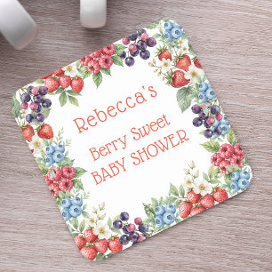 Berry Sweet Baby Shower Rahmen aus Beeren Rechteckiger Pappuntersetzer