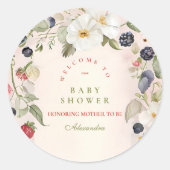 Berry Sweet Baby Shower Runder Aufkleber (Vorderseite)