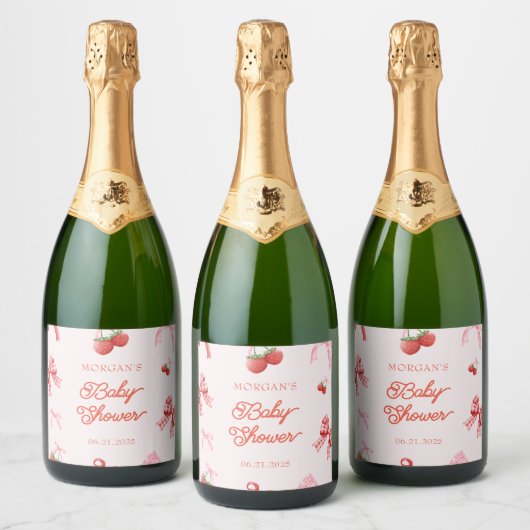 Berry Sweet Baby Shower Sparkling Weinkeller Set Schaumweinetikett (Flaschen)