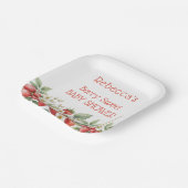 Berry Sweet Baby Shower Strawberries Blossom Pappteller (Gewinkelt)