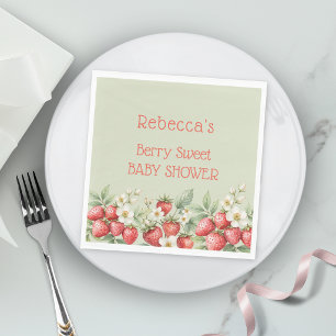 Berry Sweet Baby Shower Strawberries Blossom Serviette