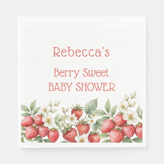 Berry Sweet Baby Shower Strawberries Blossom Serviette (Vorderseite)