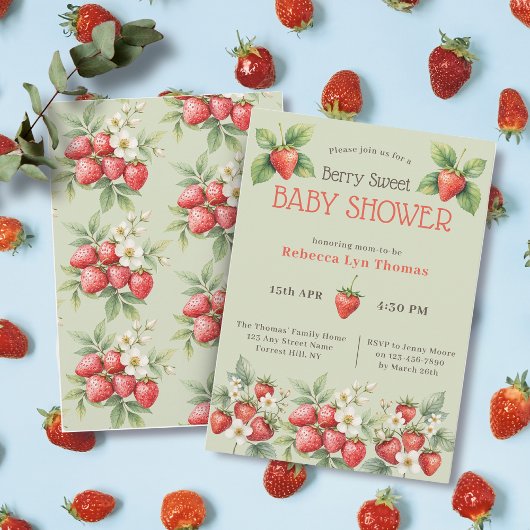 Berry Sweet Baby Shower Strawberries Einladung