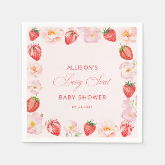 Berry Sweet Baby Shower Strawberry Bow  Serviette