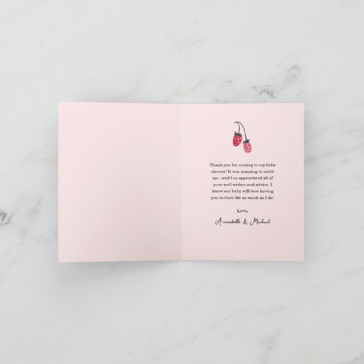 Berry Sweet Baby Shower Strawberry Danke, Karten (Innenseite)