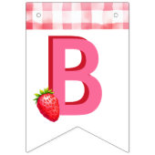 Berry Sweet Baby Shower Strawberry Gingham Pink Wimpelkette (Erste Fahne)