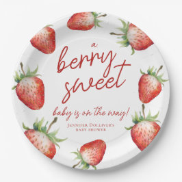 Berry Sweet Baby Shower Strawberry Pappteller