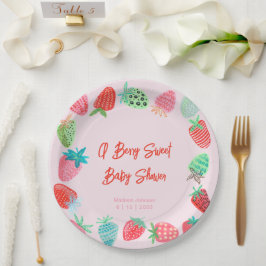 Berry Sweet Baby Shower Strawberry Pappteller