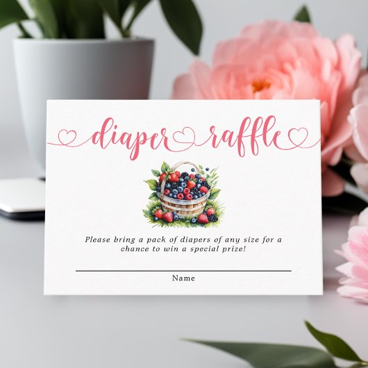 Berry Sweet Baby Shower Wild Berries Diaper Raffle Begleitkarte