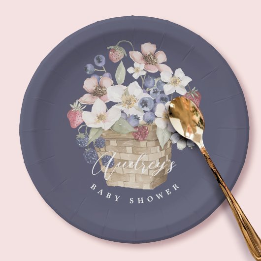 Berry Sweet Baby Shower Wild Berries & Flowers Pappteller