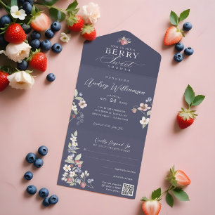Berry Sweet Baby Shower Wilde Berries & Blume All In One Einladung