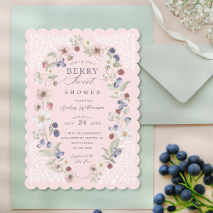 Berry Sweet Baby Shower Wilde Berries & Blume Einladung