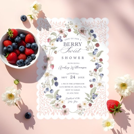 Berry Sweet Baby Shower Wilde Berries & Blume Einladung