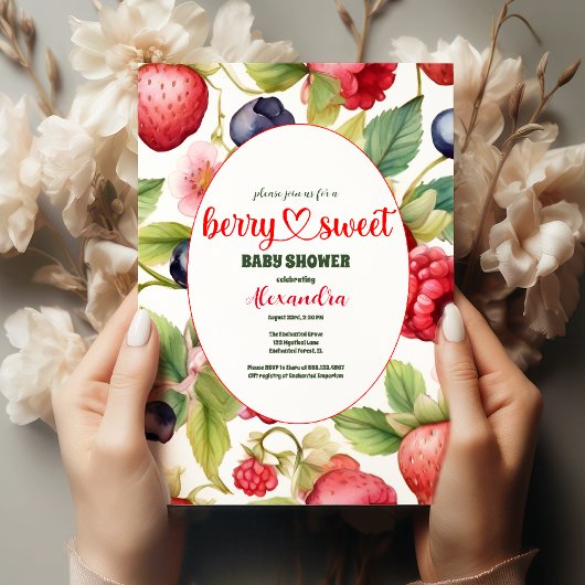 Berry Sweet Baby Shower Wilde Berries & Blume Einladung