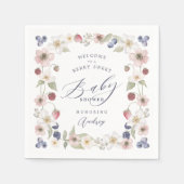 Berry Sweet Baby Shower Wilde Berries & Blume Serviette (Vorderseite)