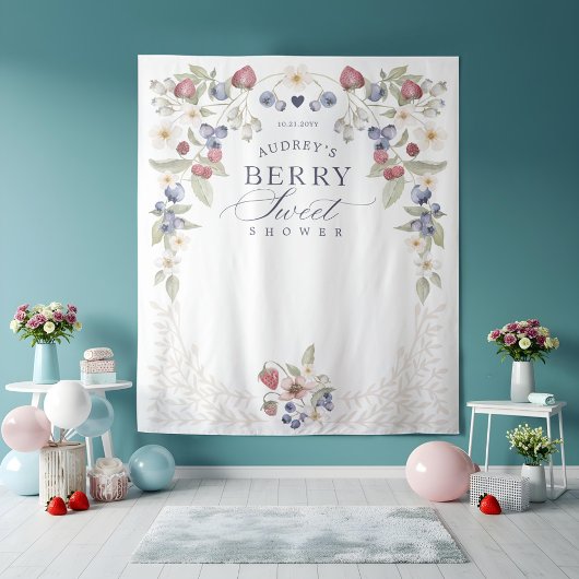 Berry Sweet Baby Shower Wilde Berries & Blume Wandteppich